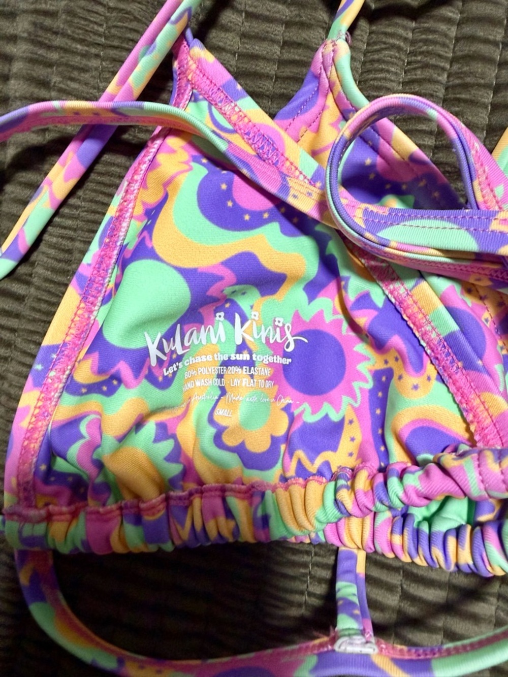 Kulani Kinis Purple Pink Yellow Floral Tie-Side Bikini - Picture 3 of 3